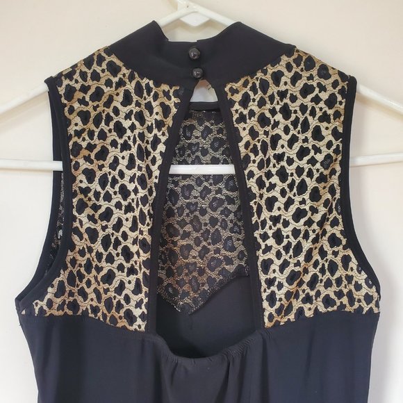 Saboro Black Dress with Leopard Print Design - Picture 3 of 7